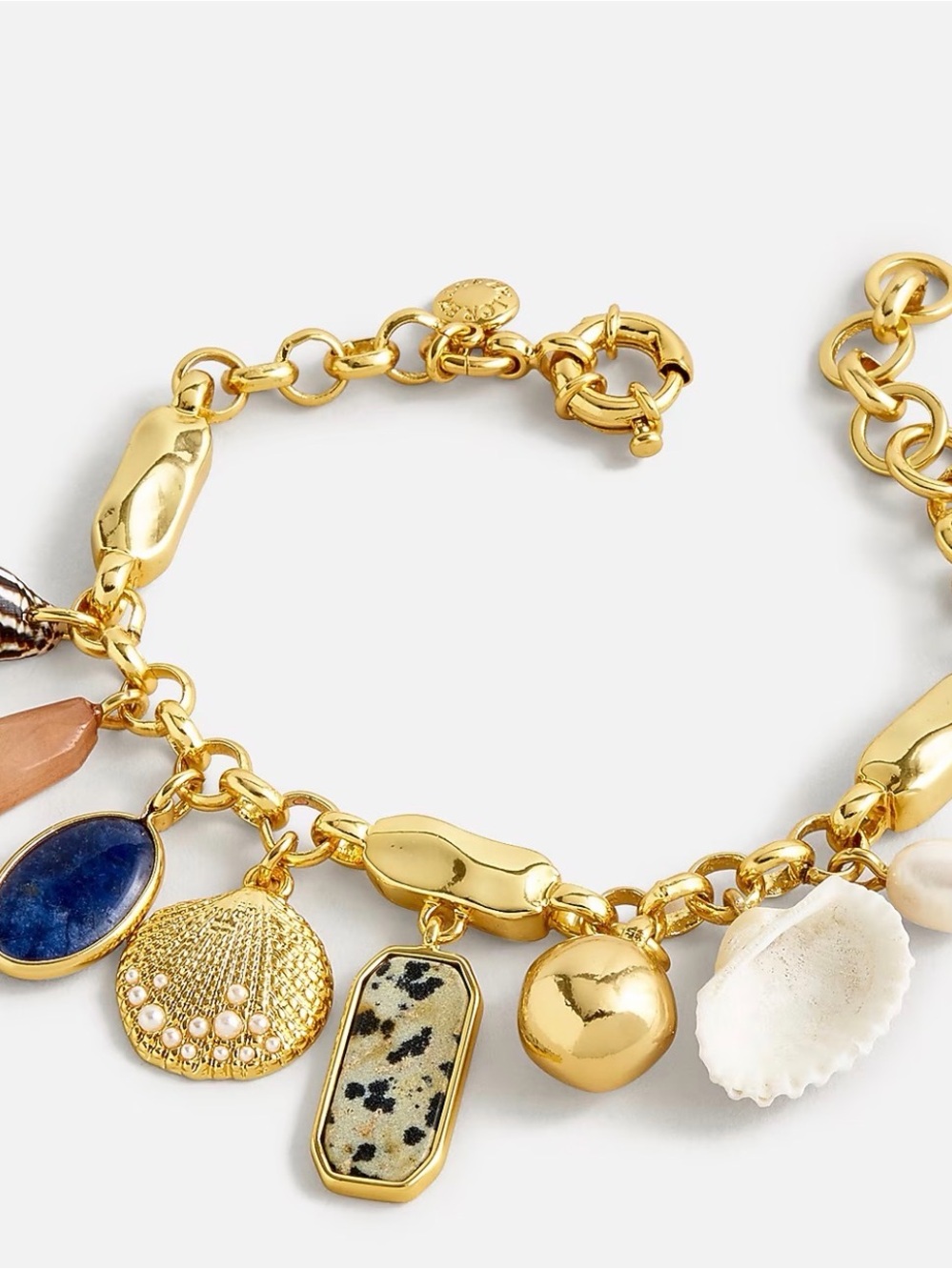 J. Crew Mixed Stone Gold Multi-Charm Bracelet